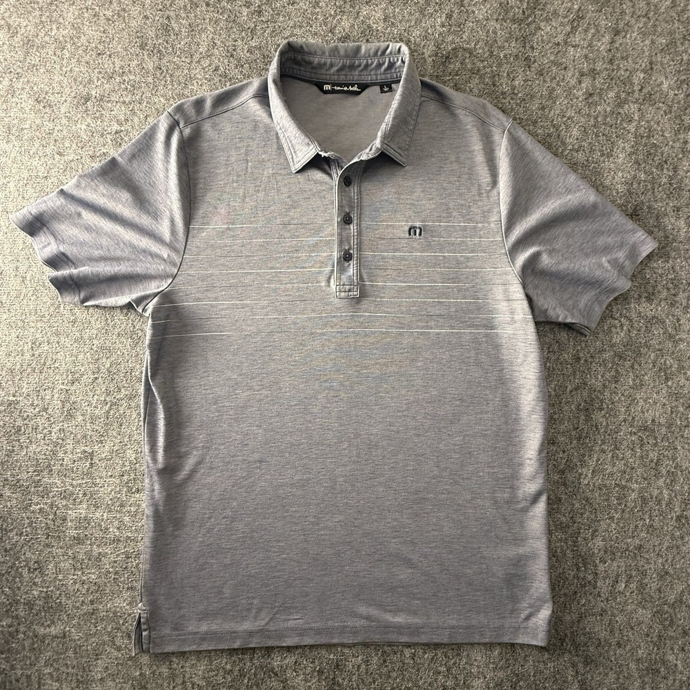 Travis Mathew Polo Shirt Mens Large Gray Pima Cotton‎ Golf Stretch Performance